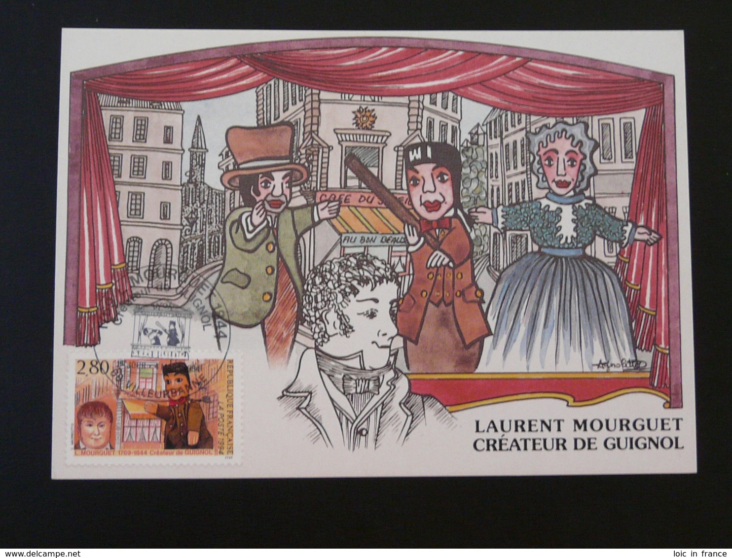 Carte Maximum Card Marionnette Puppet Guignol Villeurbanne 69 Rhone 1994 - Marionette