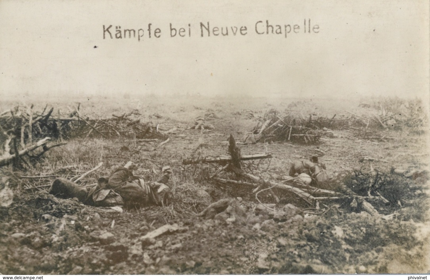 WWI , PRIMERA GUERRA MUNDIAL , TARJETA POSTAL SIN CIRCULAR , KÄMPFE BEI NEUVE CHAPELLE , SOLDADOS , TRINCHERAS , MILITAR - Guerre 1914-18