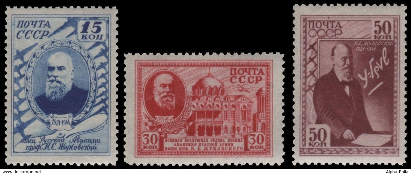 Russia / Sowjetunion 1941 - Mi-Nr. 801-803 ** - MNH - Schukowskij - Ungebraucht