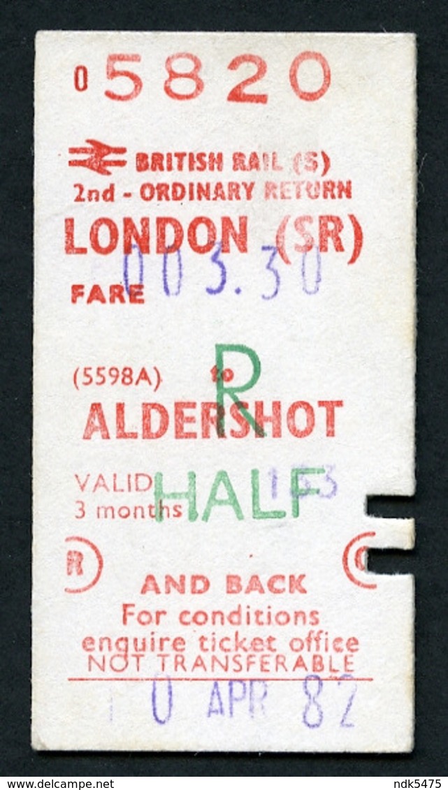 Railway Ticket : British Rail (S) LONDON To ALDERSHOT  Child Return : 1982 - Europe