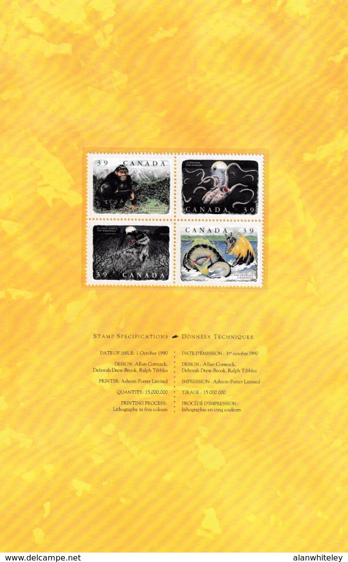 CANADA 1990 Canadian Folklore / Legendary Creatures: Souvenir Book UM/MNH - Canada Post Year Sets/merchandise