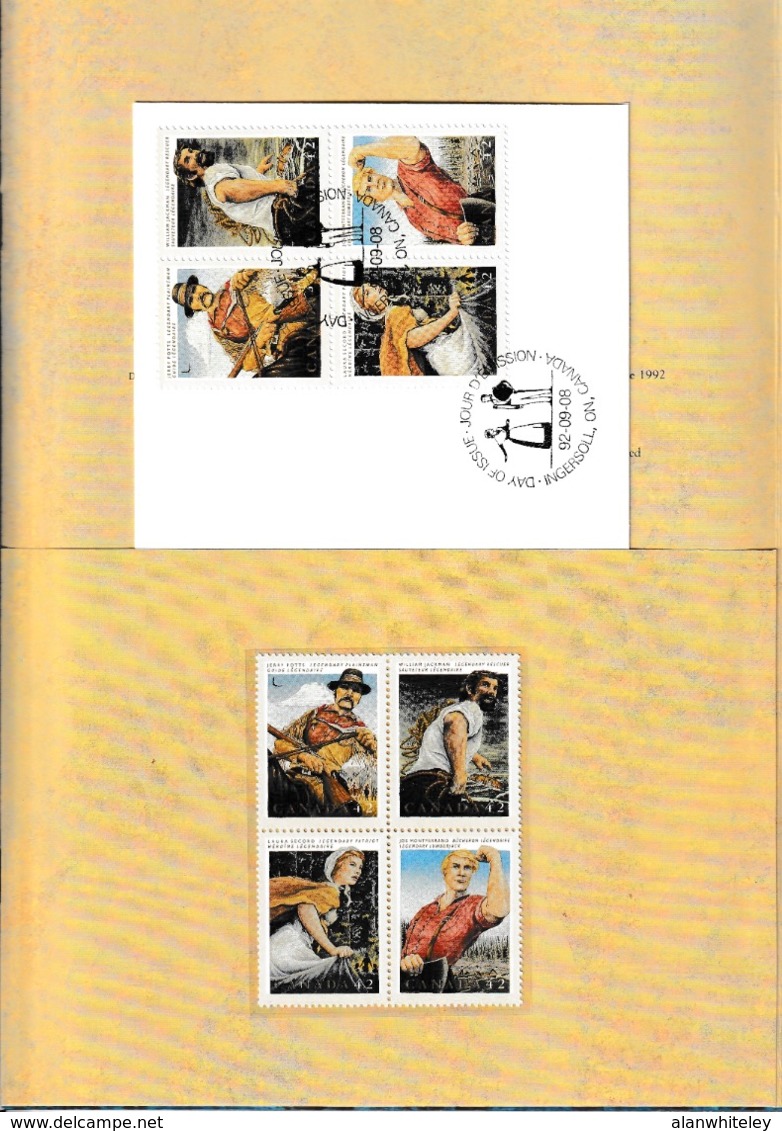 CANADA 1992 Canadian Folklore / Folk Heroes: Souvenir Book UM/MNH - Estuches Postales/ Merchandising