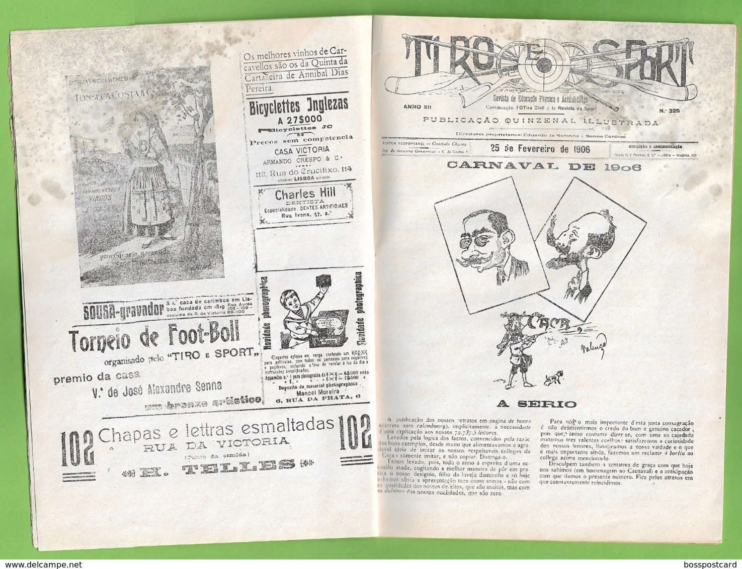 Lisboa - Revista Tiro E Sport De 1906 - Publicidade (c/ Manchas) - Sport