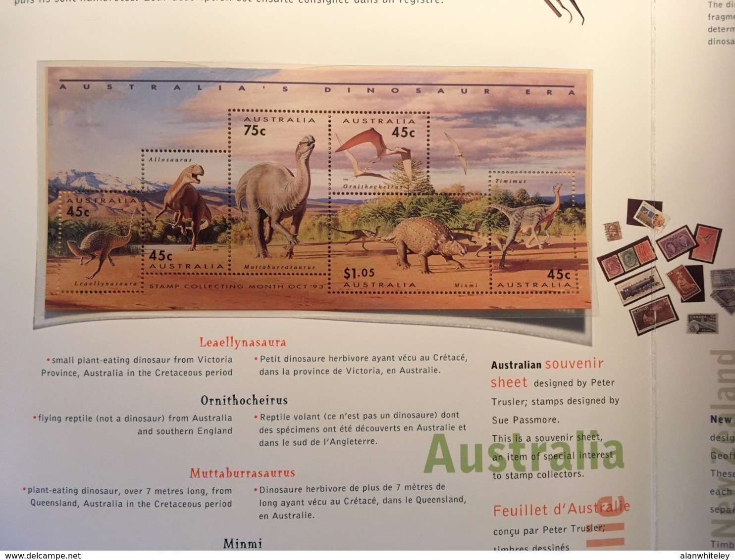 CANADA/AUSTRALIA/NEW ZEALAND 1993 Prehistoric Animals / Dinosaurs: Joint Souvenir Folder UM/MNH - Pochettes Postales Annuelles