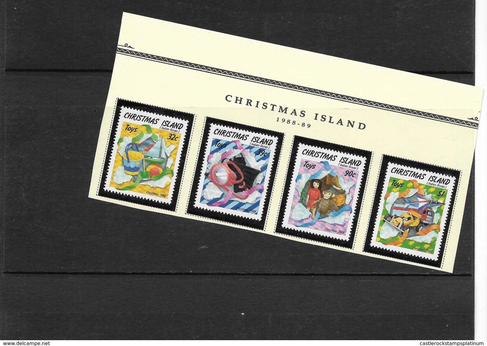 O) 1988 CHRISTMAS ISLAND, TOYS - BUCKET - SNORKELING - TOY SOLDIER - RACE CAR - SC 222 - 225, MNH - Christmas Island