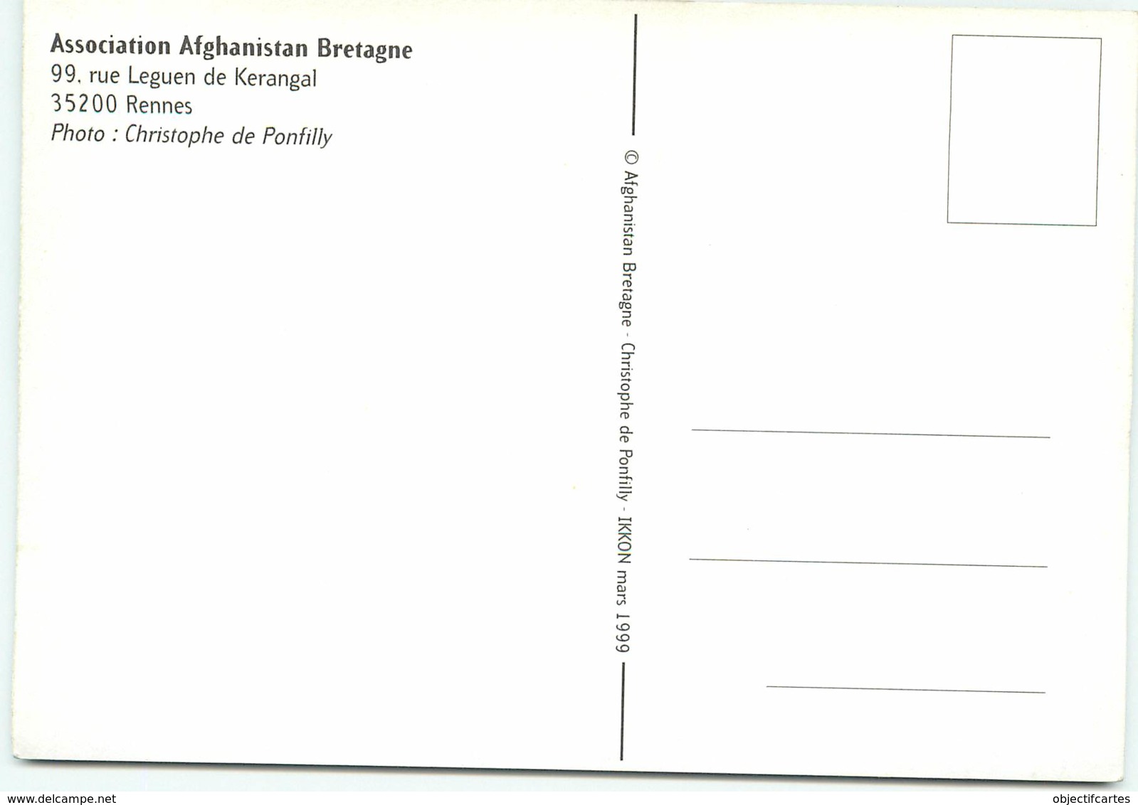 MASSOUD  L'afghan Carte De L'association Afghanistan Bretagne 99 Rue Leguen à RENNES  Ref 1439 - Personnages