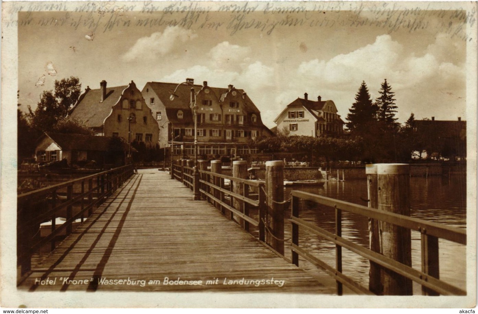 CPA AK WASSERBURG A. BODENSEE Hotel Krone Mit Landugssteg GERMANY (866075) - Wasserburg (Bodensee)