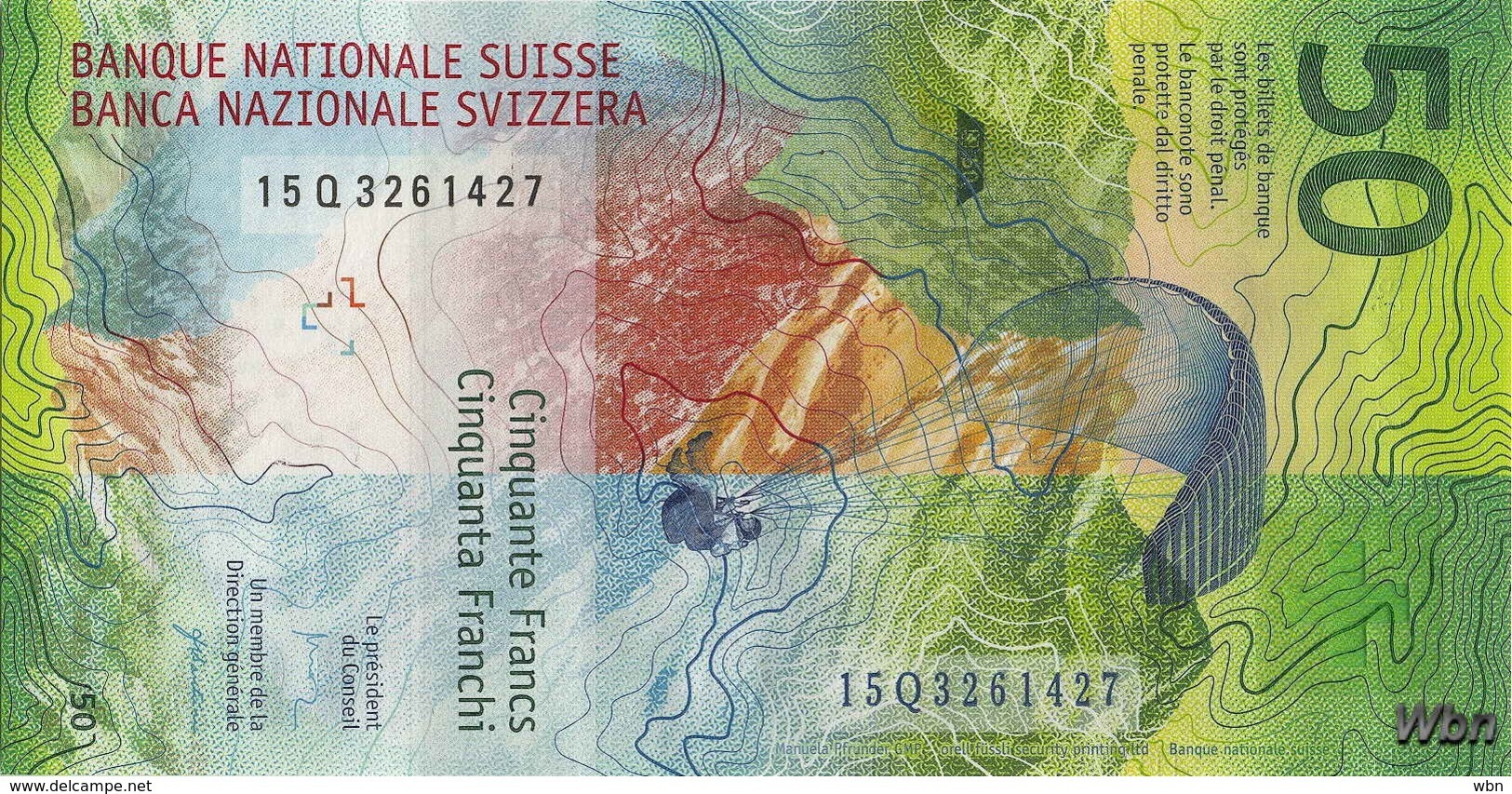 Suisse 50 Francs (P77) 2015b (Pref: Q) -UNC- - Svizzera