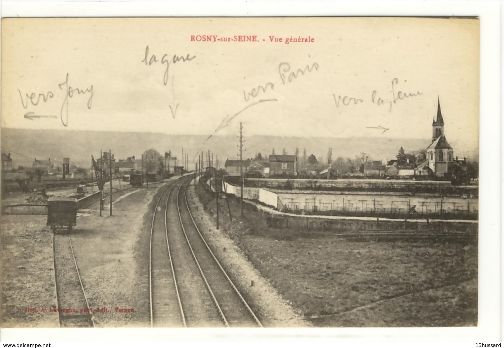 Carte Postale Ancienne Rosny Sur Seine - Vue Générale - Rosny Sur Seine