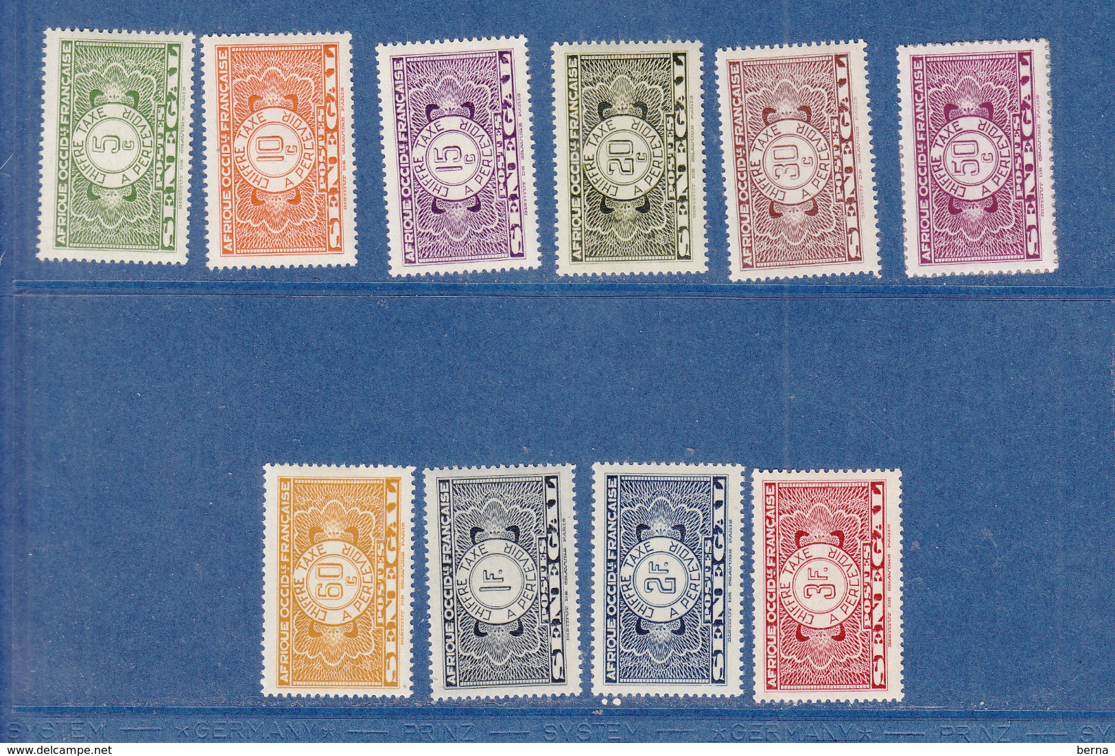 SENEGAL TAXE 22/31 GOMME COLONIALE NEUF SANS CHARNIERE - Luftpost