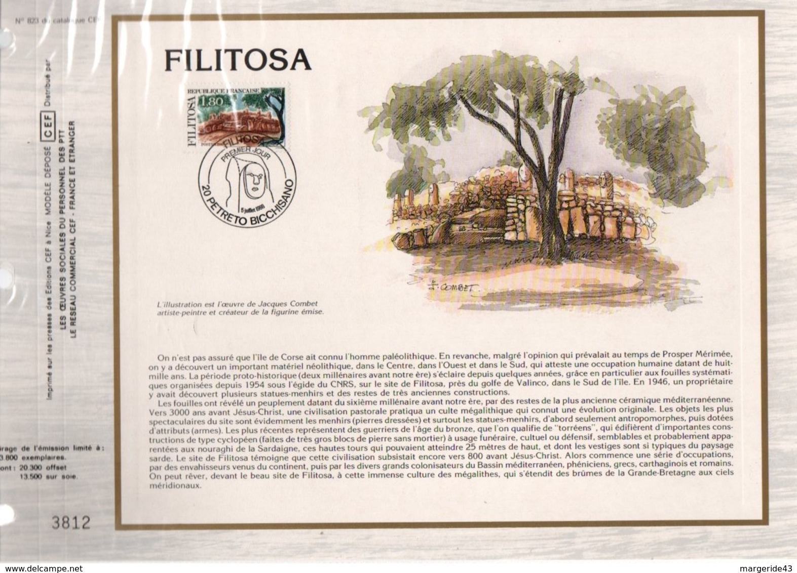DOCUMENT FDC 1986 FILITOSA CORSE - 1980-1989