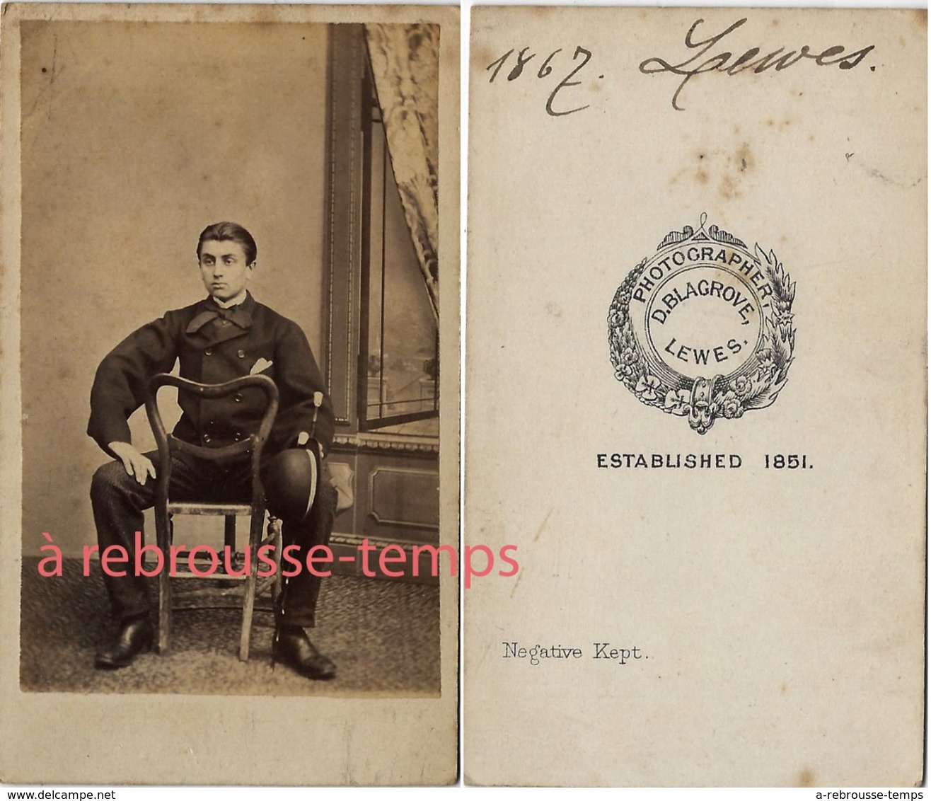 En 1867-Angleterre-CDV Jeune Homme-éudiant-photographie D. Blagrove à Lewes- Sussex- England - Old (before 1900)