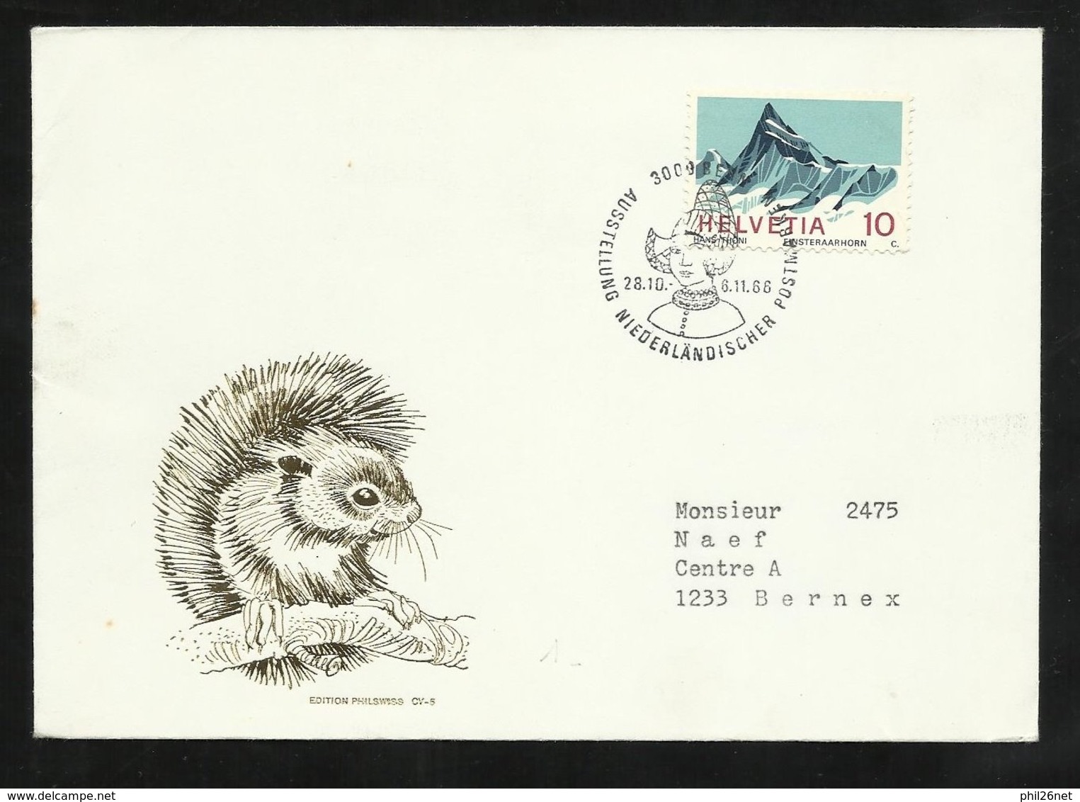 Suisse  Lettre Illustrée Ecureuil Bern  Le 28/10/1966 Cachet  Illustré Avec Le  N°853   TB   - Nager