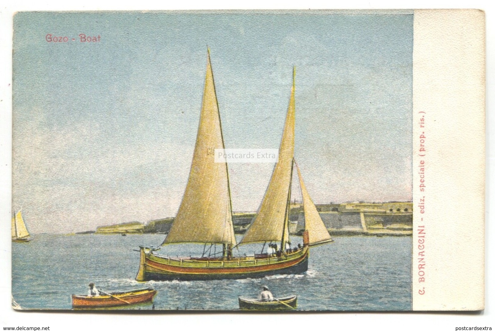 Malta - Sail Boat, Gozo - Early Postcard By C. Bornaccini - Malta