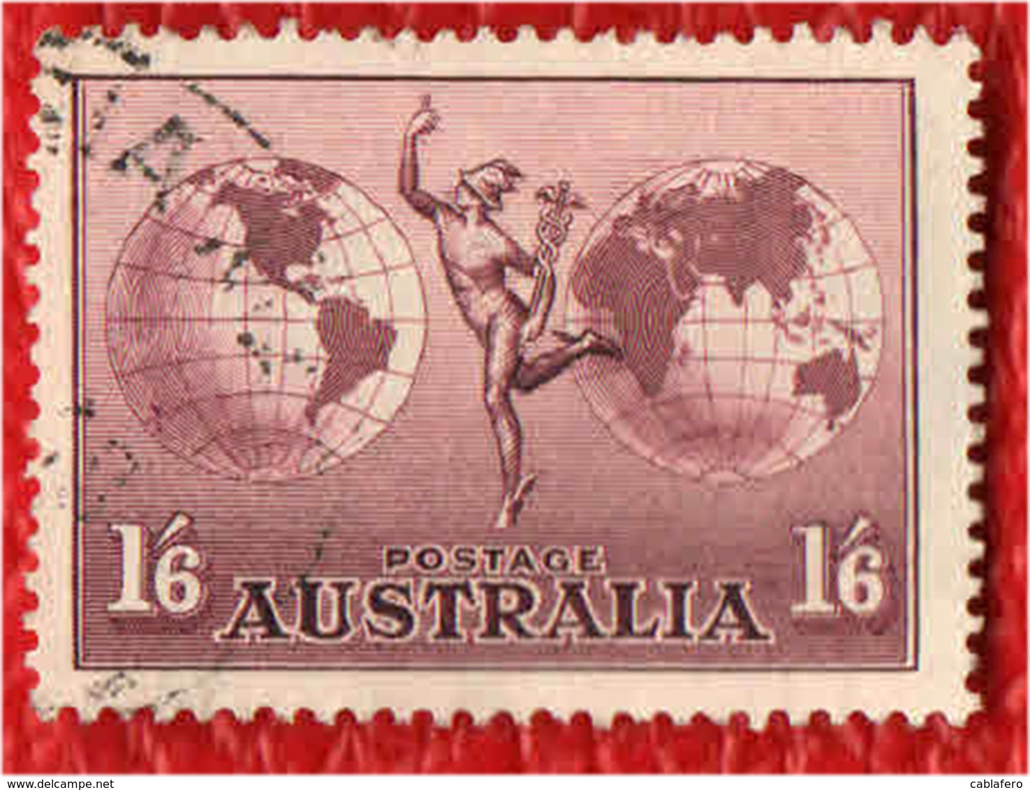 AUSTRALIA - 1937 - MERCURIO E DUE EMISFERI TERRESTRI - USATO - Usati