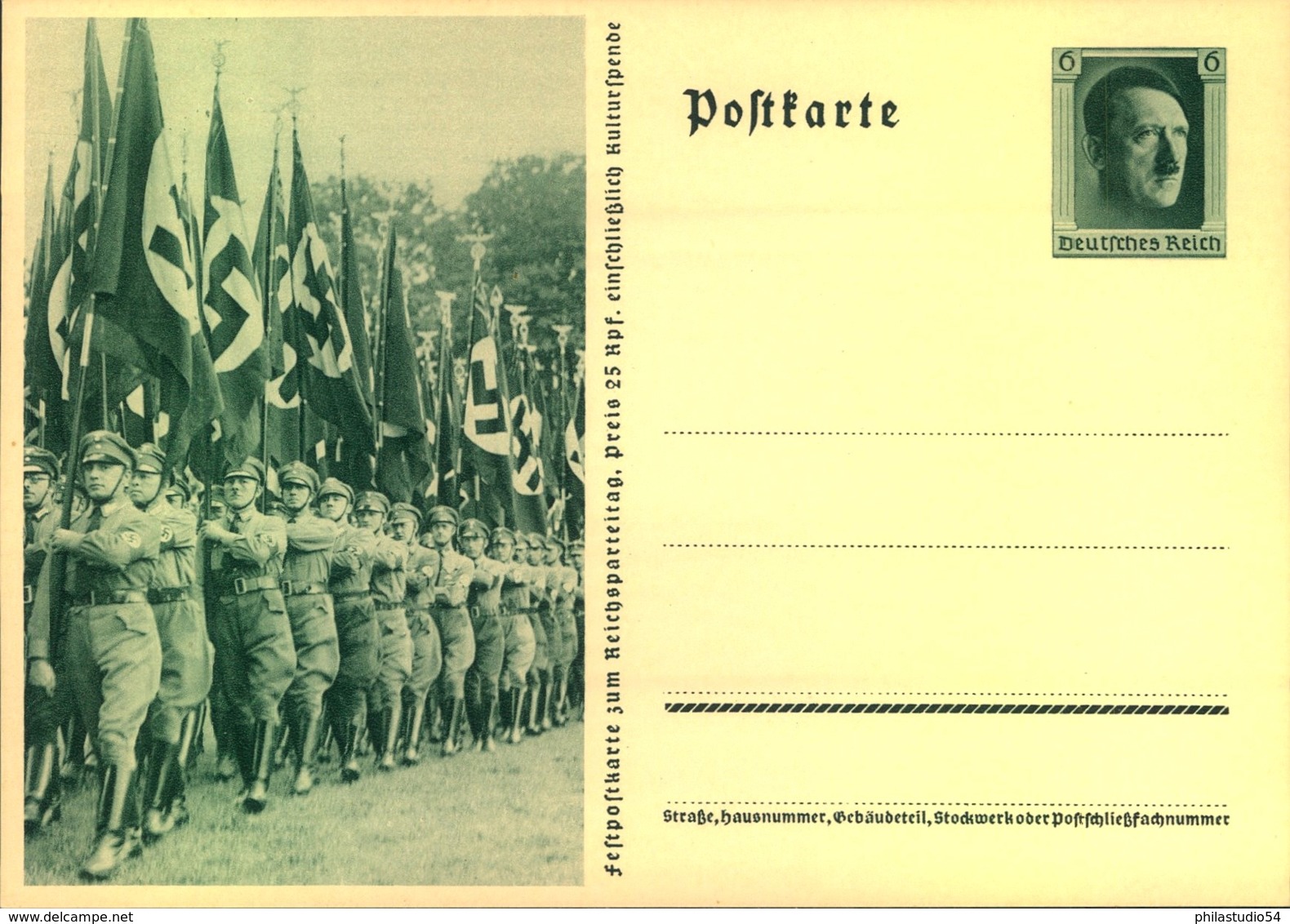 1937, 8 verschiedene Ganzachenkarten zum Reichsparteitag im Originalumschlag