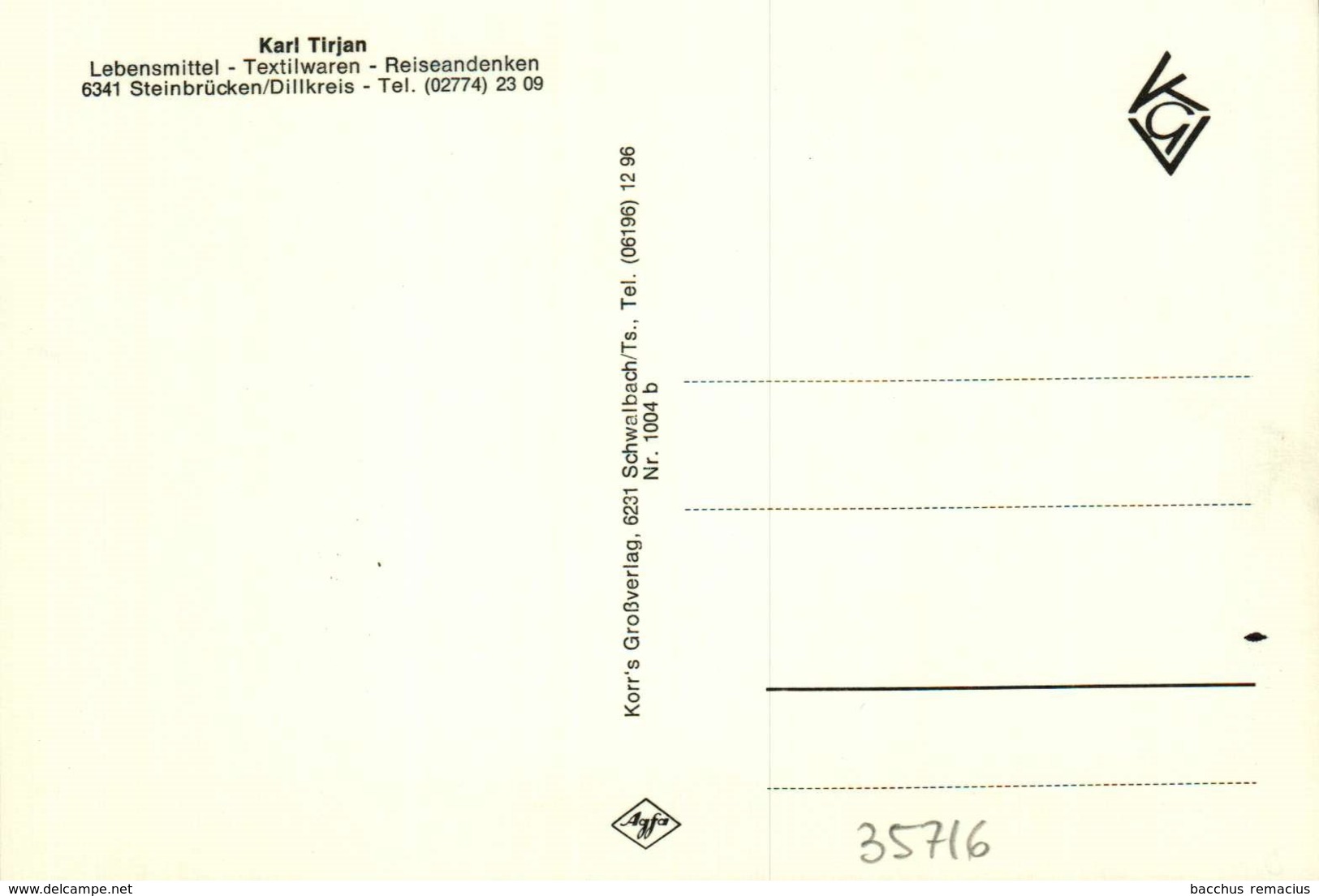 STEINBRÜCKEN IM DIETZHÖLZTAL/DILLKREIS  Karl Tirjan, Lebensmittel, Textilwaren, Reiseandenken - Dillenburg