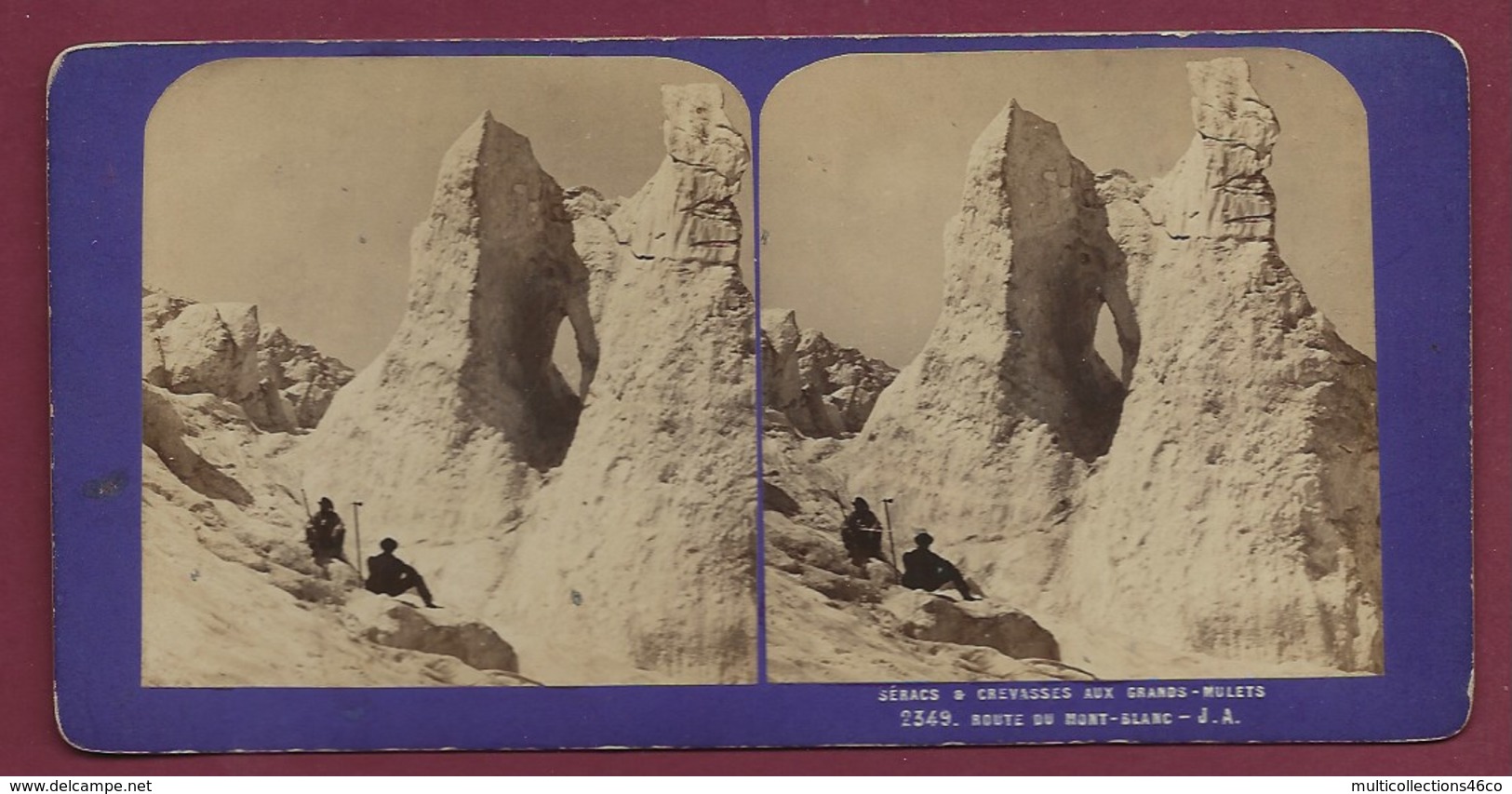 021019 - PHOTO STEREO - Séracs Et Crevasses Aux Grands Mulets Route Du Mont Blanc - Neige Montagne Alpinisme - Other & Unclassified