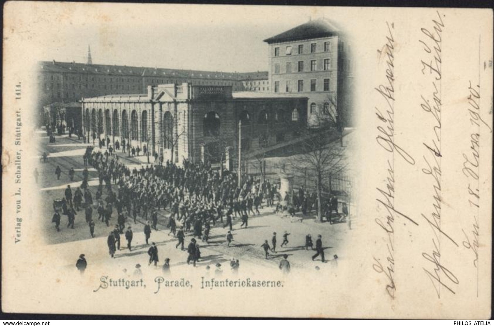 CPA Précurseur Nuage Allemagne Stuttgart Parade Infanteriekaserne Verlag Vou L Schaller Stuttgart 1414 Voyagée 1900 - Stuttgart