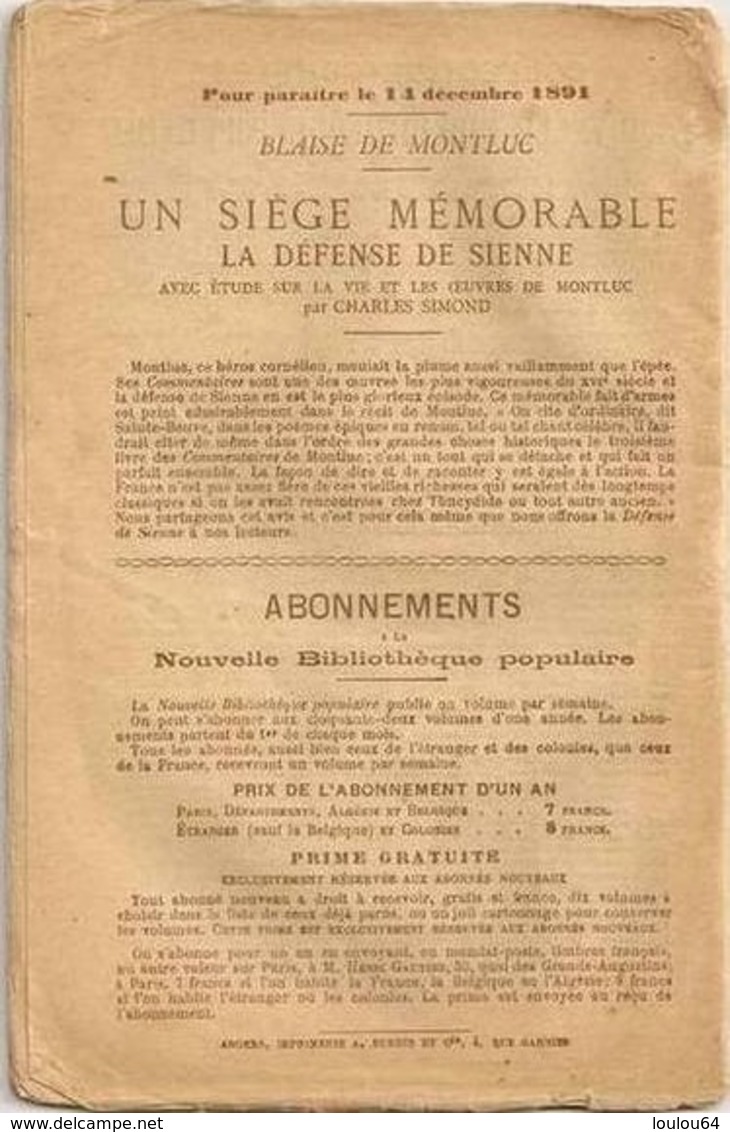 Nouvelle Bibliothèque Populaire - LA GRANDE MADEMOISELLE LA BRUYERE  De  SAINTE BEUVE - N° 274 Du  7-12-1891 - - Revues Anciennes - Avant 1900