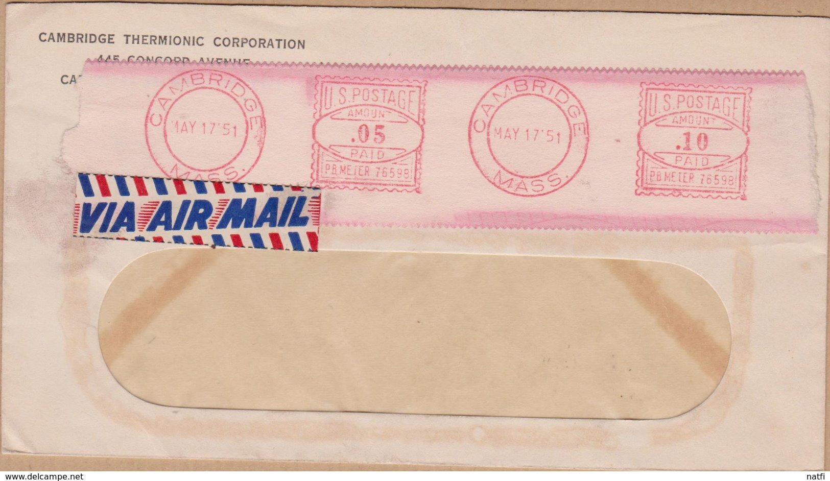 ENVELOPPE PAR AVION 1951 CAMBRIDGE VOIR CACHET - Postmark Collection