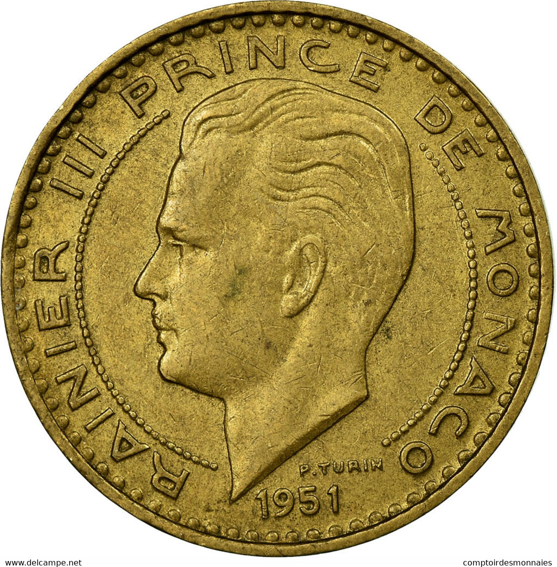 Monnaie, Monaco, Rainier III, 20 Francs, Vingt, 1951, TTB, Aluminum-Bronze - 1949-1956 Francos Antiguos