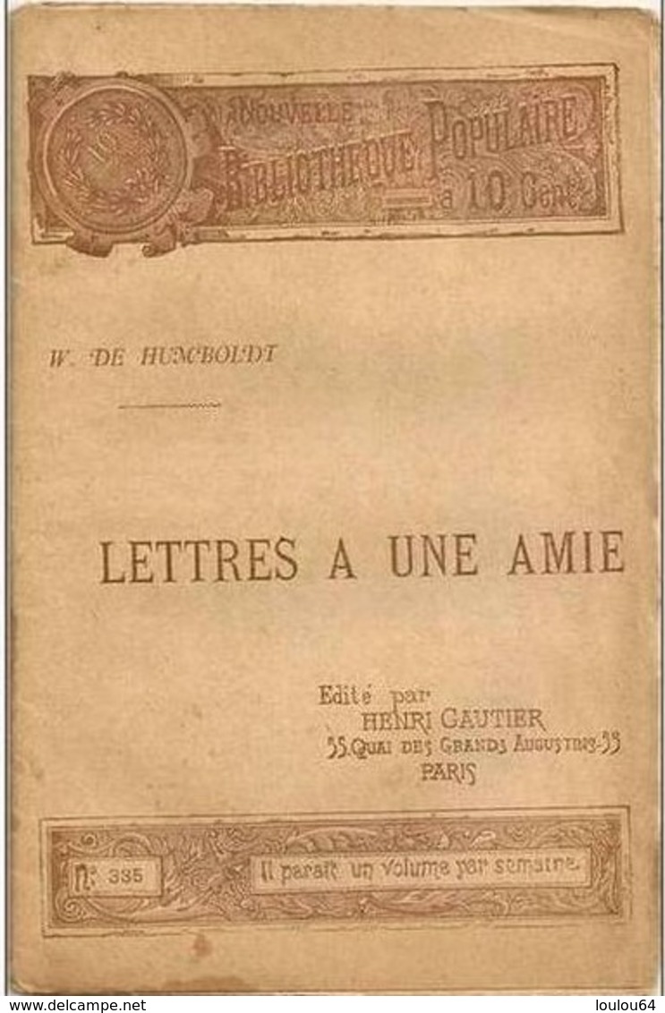 Nouvelle Bibliothèque Populaire - LETTRES A UNE AMIE - Par  W. De HUMBOLDT- N° 335 Du  27-1-1893 - - Revues Anciennes - Avant 1900