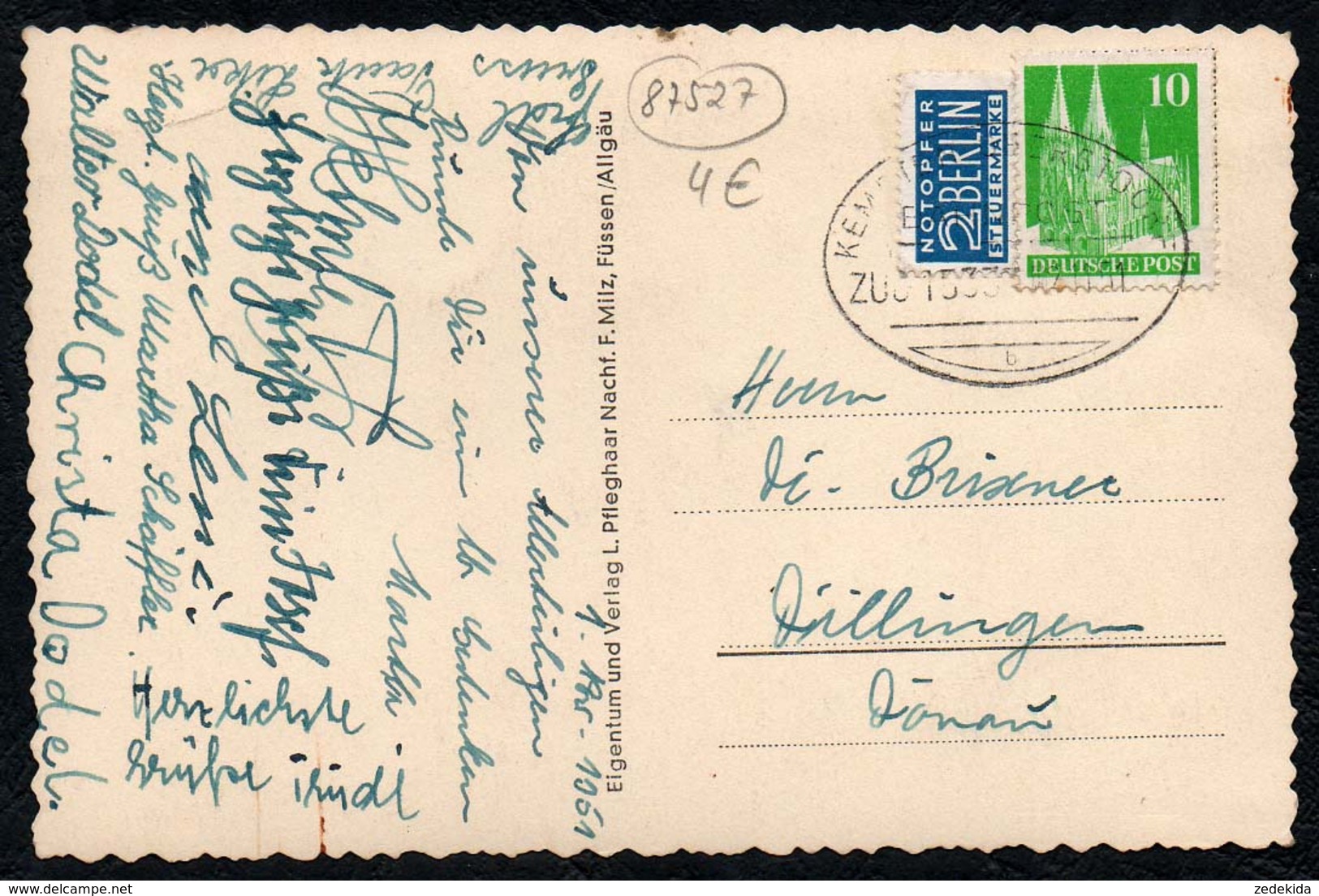 A5614 - Altstädten Allgäu - L. Pfleghaar - Bahnpost Bahnpoststempel - Sonthofen