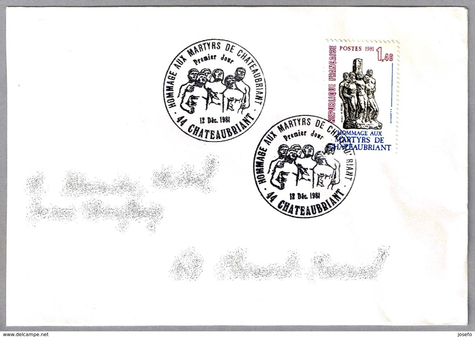 HOMENAJE A LOS MARTIRES DE CHATEAUBRIANT. SPD/FDC Chateaubriant 1981 - WW2