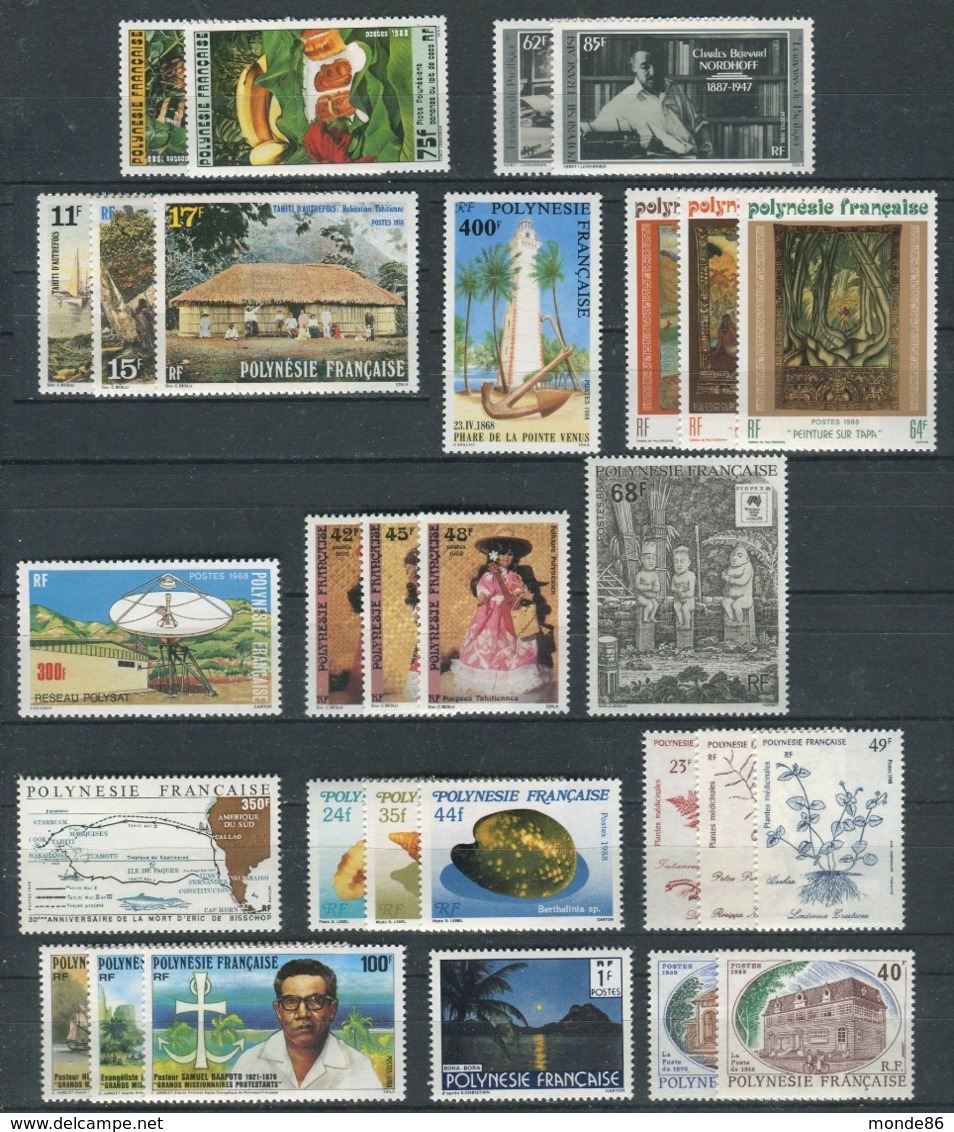 POLYNESIE FRANCAISE - Année Complète 1988 ** - TB - Années Complètes