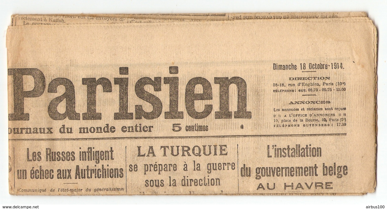 MILITARIA - JOURNAL LE PETIT PARISIEN DIMANCHE 18 OCTOBRE 1914 - LA TURQUIE Se PRÉPARE à La GUERRE - RUSSIE AUTRICHE - Le Petit Parisien