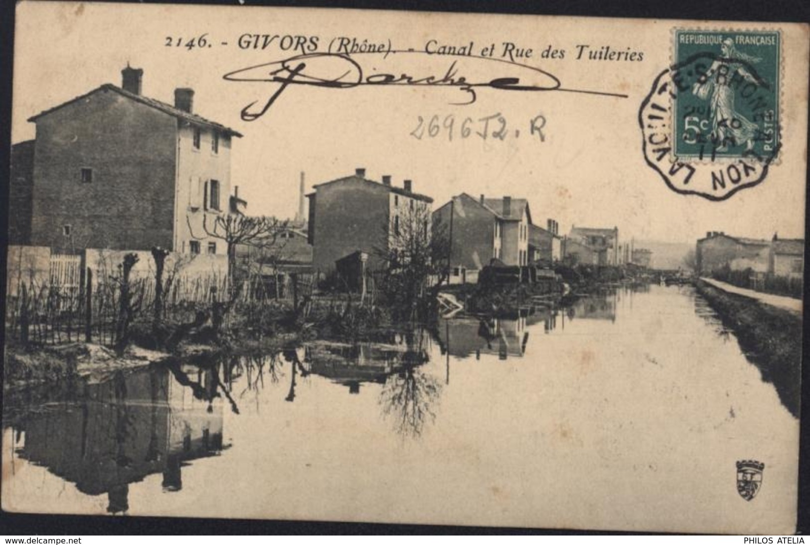 CPA 2146 Givors Rhône Canal Et Rue Des Tuileries Voyagée 1911 - Givors