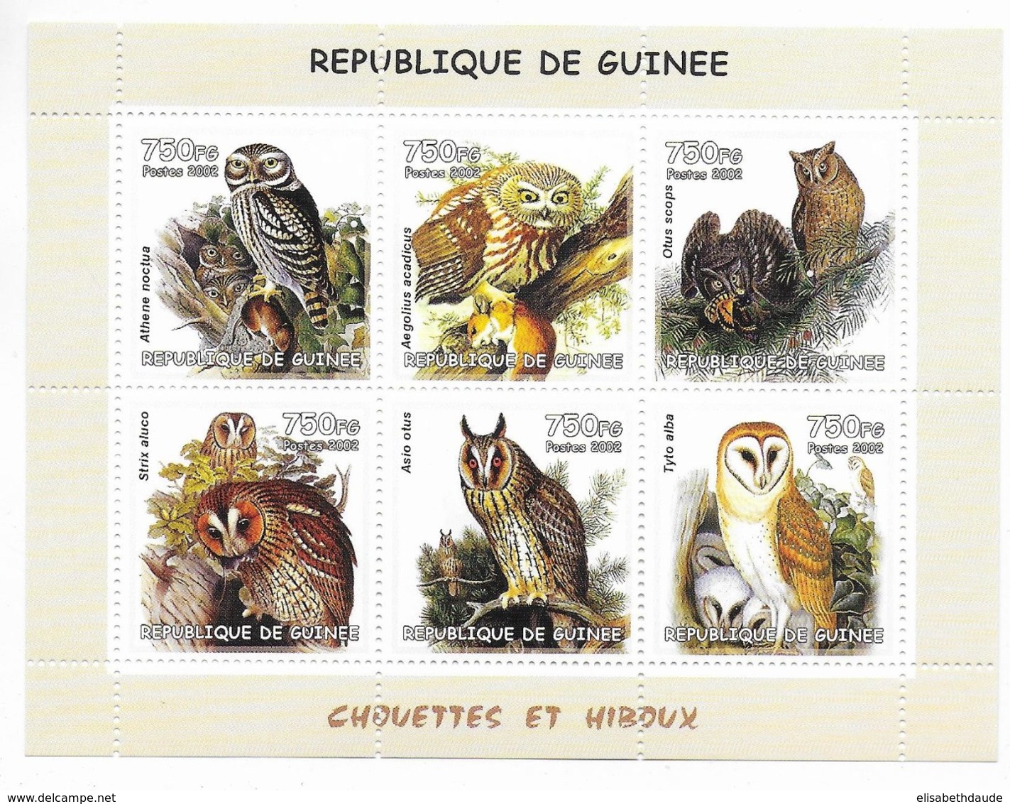 GUINEE - 2002 - SERIE COMPLETE ** MNH - CHOUETTES ET HIBOUX - Guinea (1958-...)