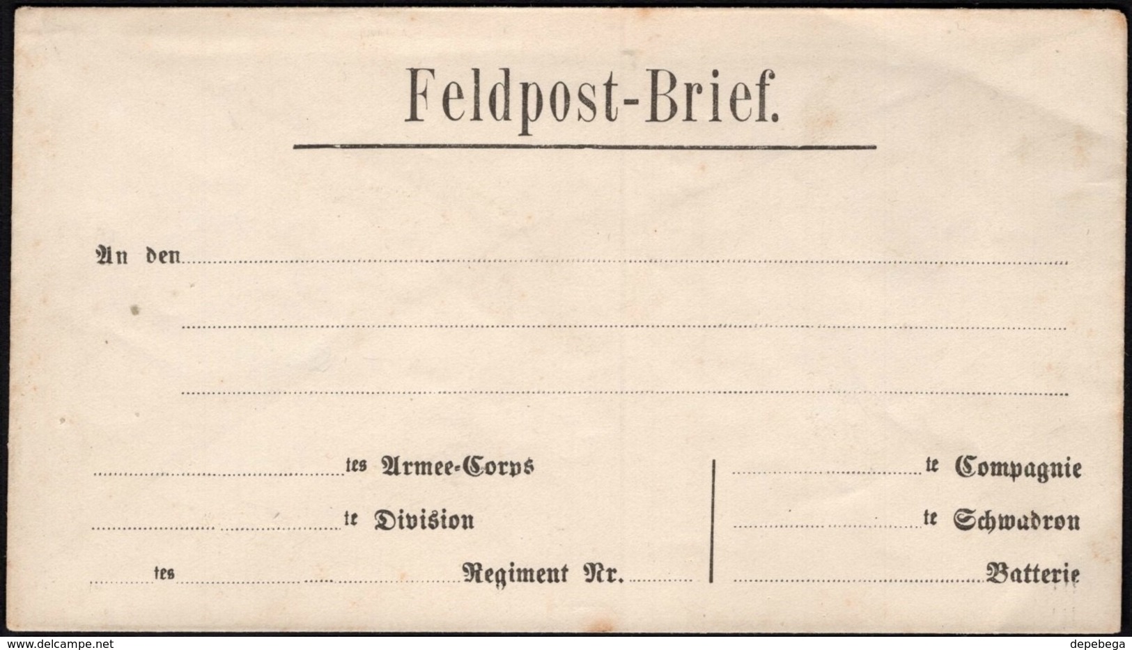 Germany - FELDPOST - BRIEF, Blancko Briefumschlag (1870's), Soldiers Field Post Letter. - Briefe U. Dokumente