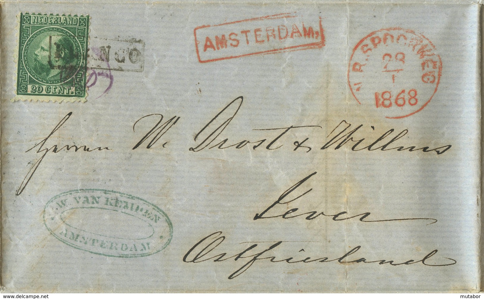 1868 AMSTERDAM, Bf M. Inhalt N. Jever /Ostfriesland - Brieven En Documenten