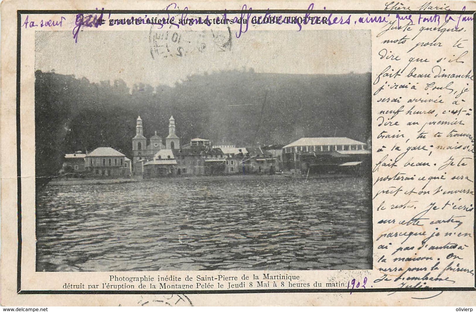 France - Martinique - Vue De Saint-Pierre Avant L'éruption Du 8 Mai 1902 - Autres & Non Classés