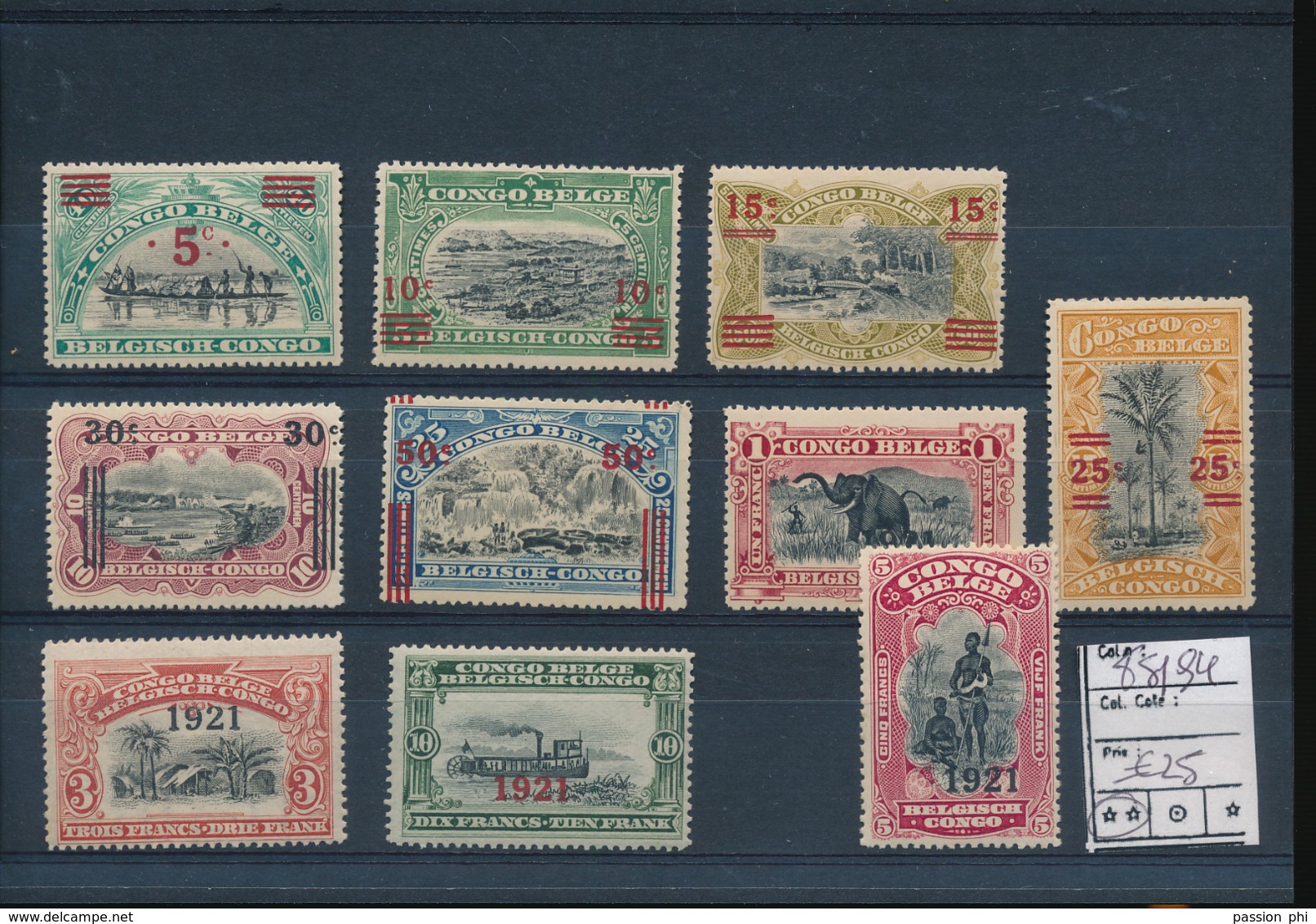 BELGIAN CONGO 1921 ISSUE COB 85/94 MNH - Neufs