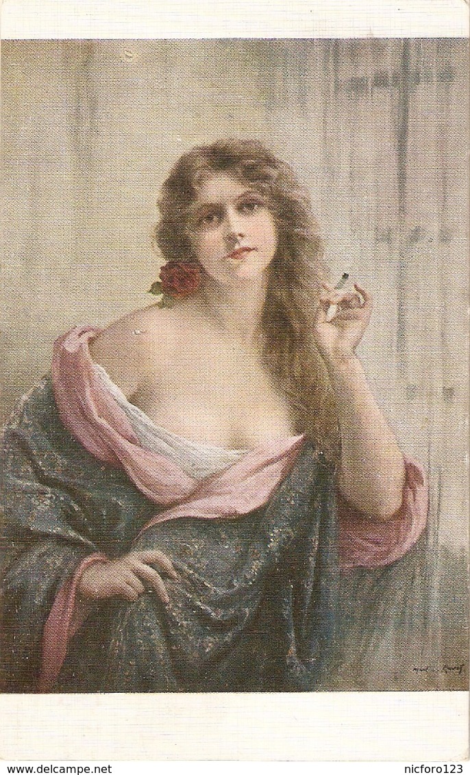 "F Martin-Kavel. Lady. With The Cigarette" Fine  Painting, Salon De Paris OC # 5216 - Pintura & Cuadros