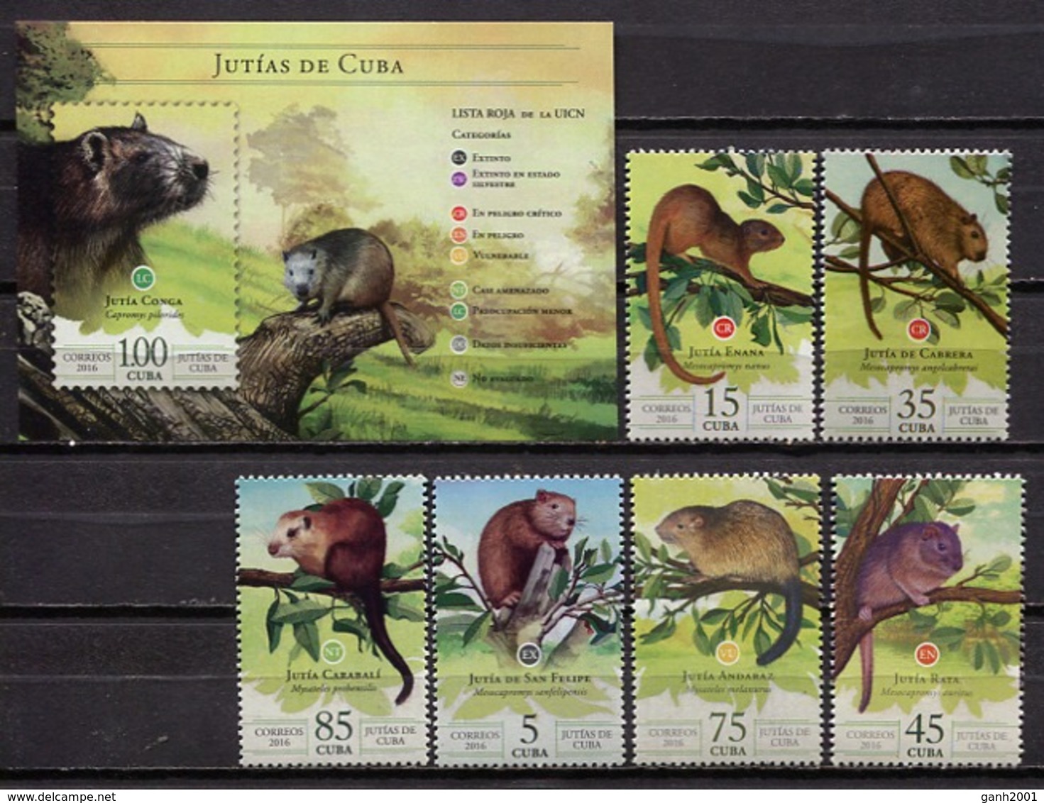 Cuba 2016 / Fauna Mammals Rodents MNH Mamiferos Jutias Säugetiere / C11929  29-34 - Roedores