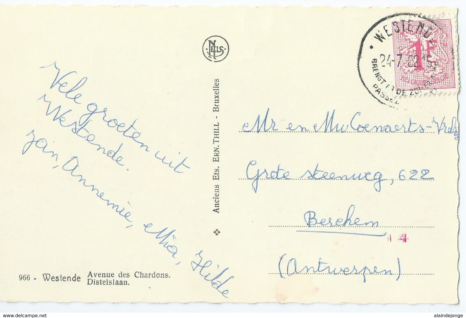 Westende - Avenue Des Chardons - Distelslaan - No 966 - 1962 - Westende