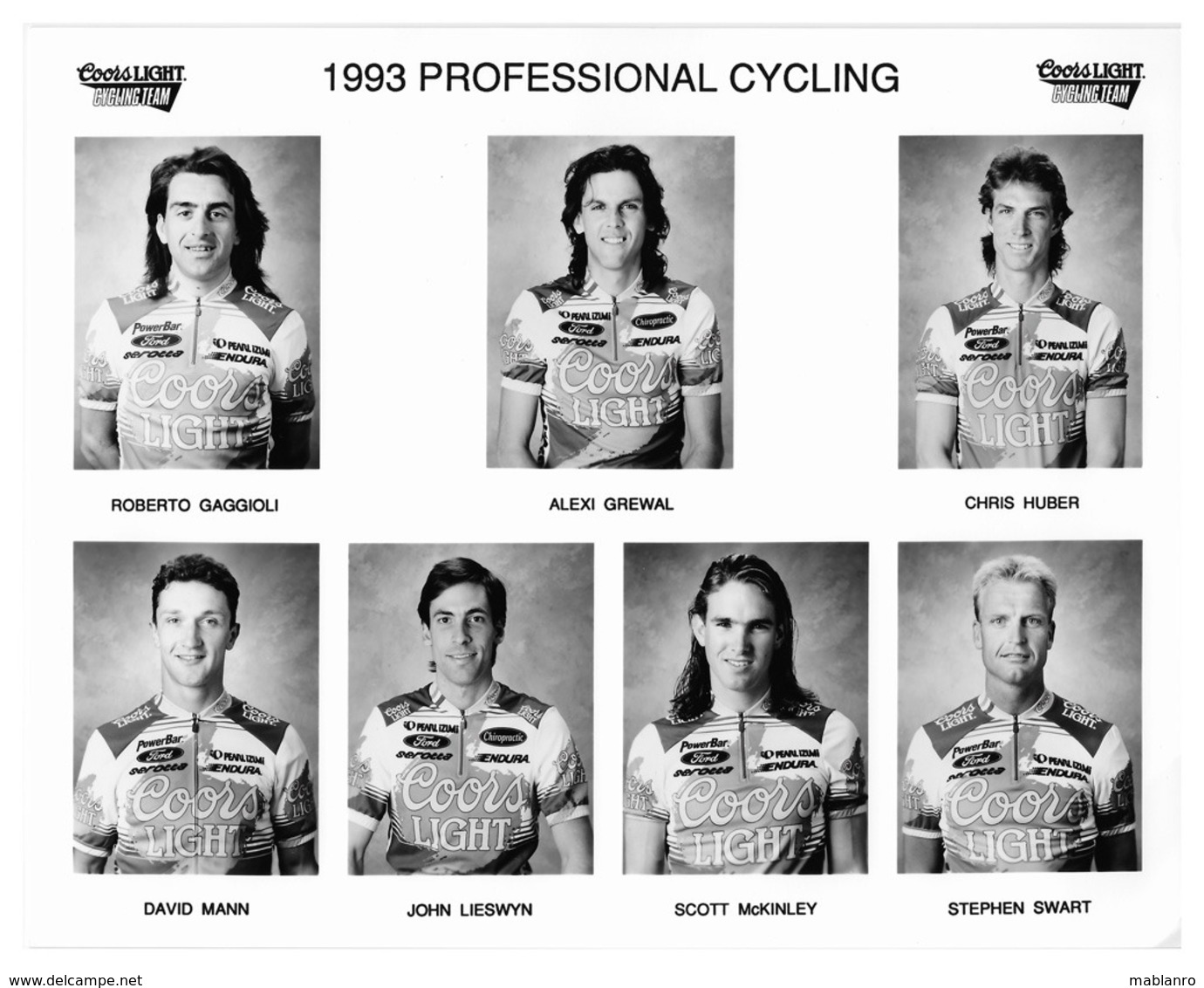 PHOTO CYCLISME TEAM COORS LIGHT 1993  7 COUREURS FORMAT 20 X 25 - Cyclisme