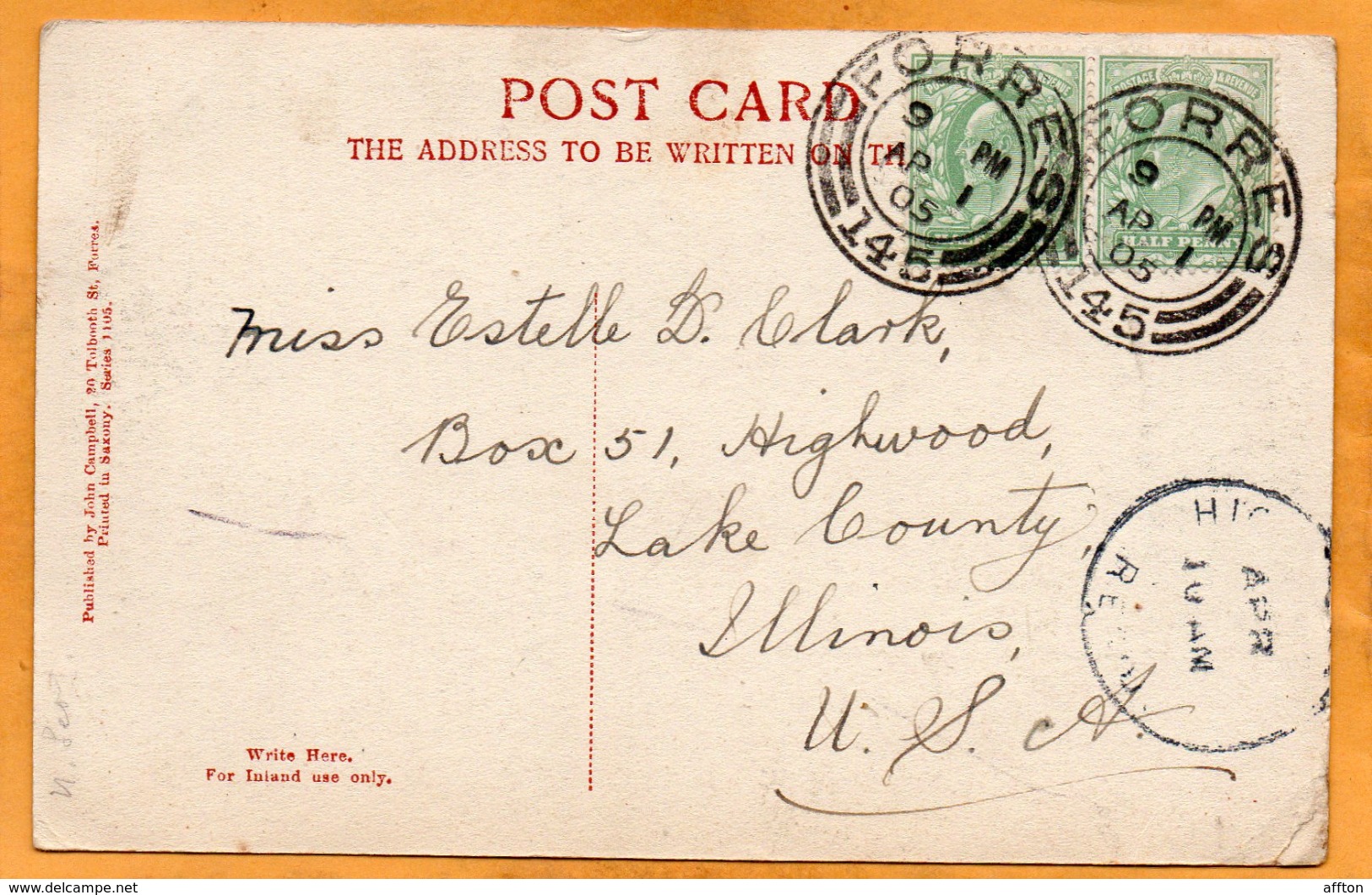 Forres UK 1905 Postcard - Moray