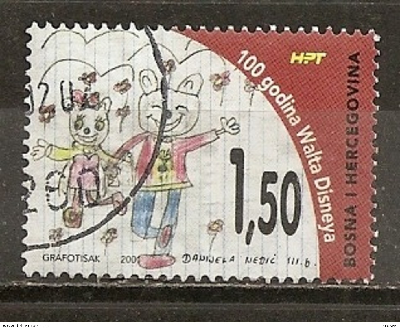 Bosnia & Herzegovina 2001 Walt Disney Dessin Anime Cartoon Obl - Bosnia Erzegovina