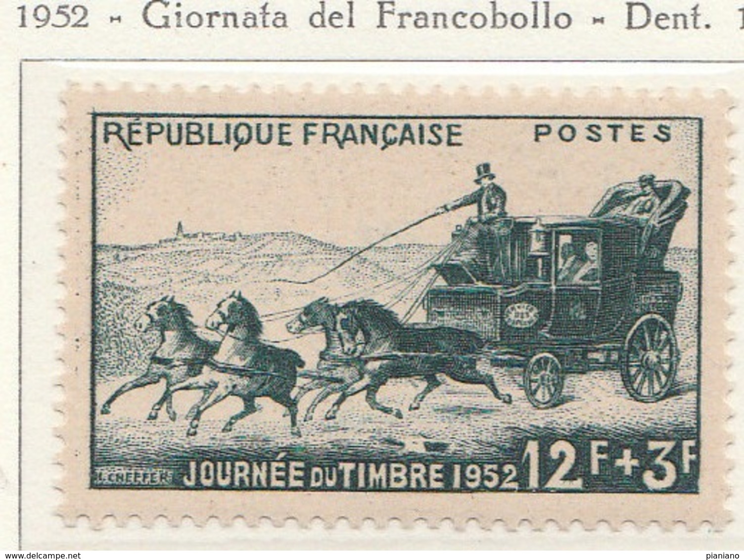 PIA  - FRAN : 1952 : Giornata Del Francobollo - Diligenza Addetta Al Trasporto Della Posta - (Yv 919) - Stage-Coaches