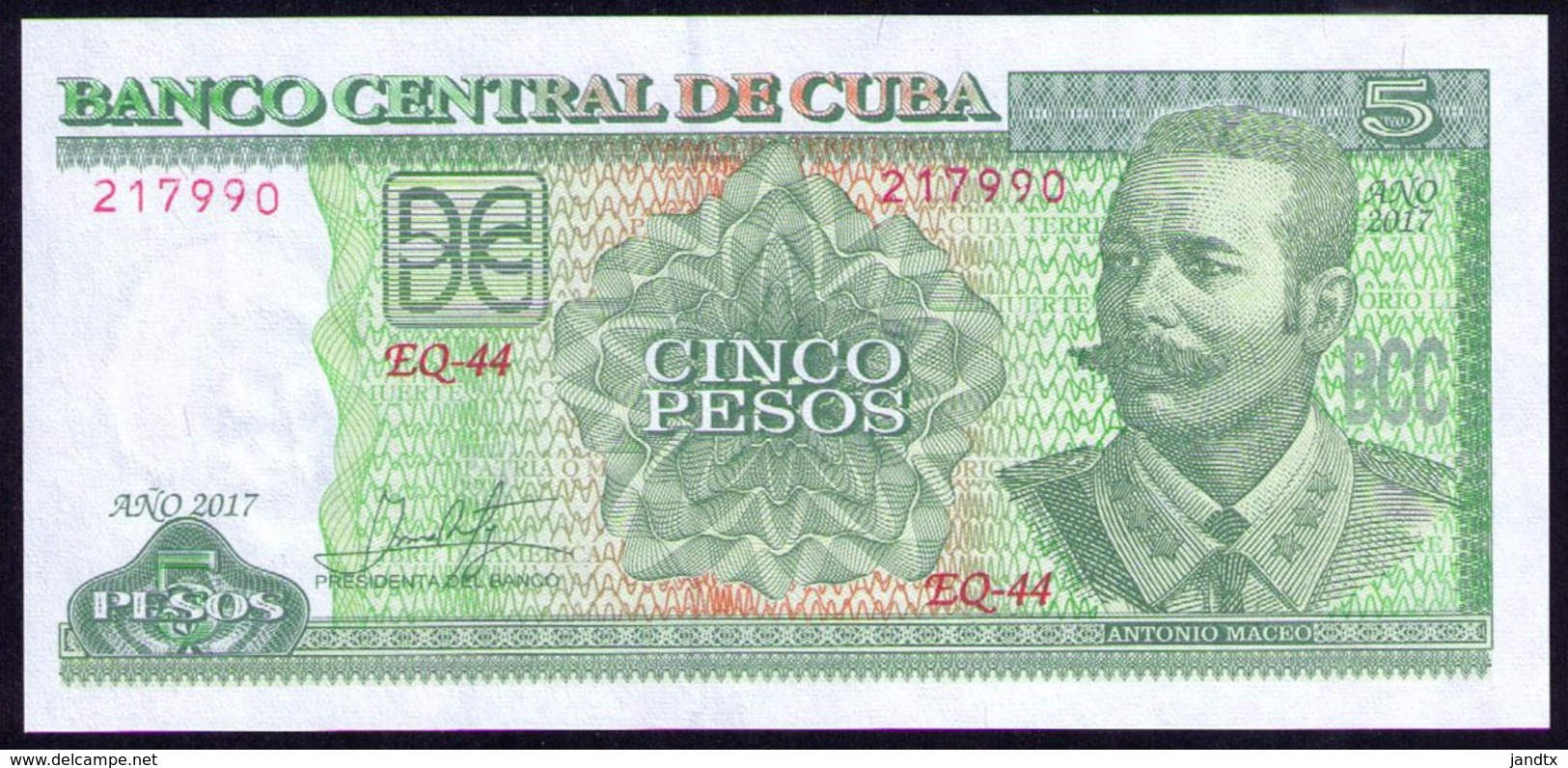 CUBA 5 PESOS 2017 SC-UNC PAREJA CORRELATIVA PICK 116F ULTIMA SERIE EMITIDA - Cuba