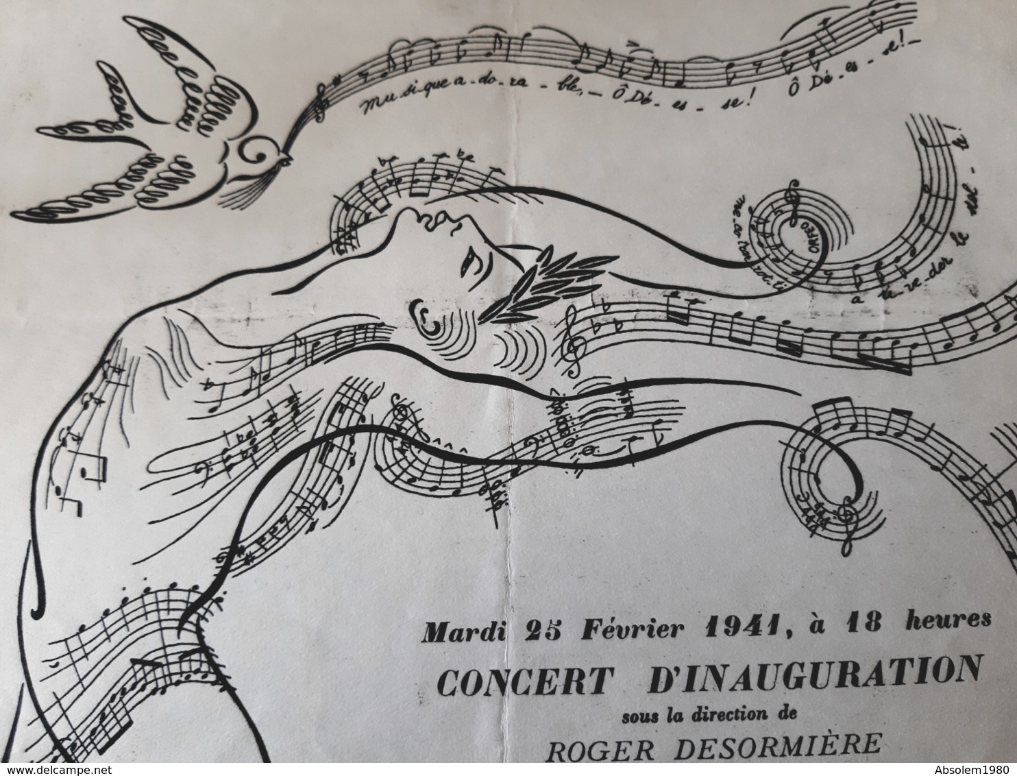 SURREALISME AFFICHE VALENTINE HUGO CERCLE COCTEAU PICASSO SURREALISTE  CONCERT 1941 DESORMIERE COUPERIN MUSIQUE - Programmes