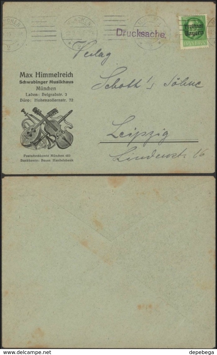 Germany - Bayern. Max Himmelreich (Musikinstrument) Schwabinger Musikhaus (Mi.153) Brief, München 10.9.1919 - Leipzig. - Other & Unclassified