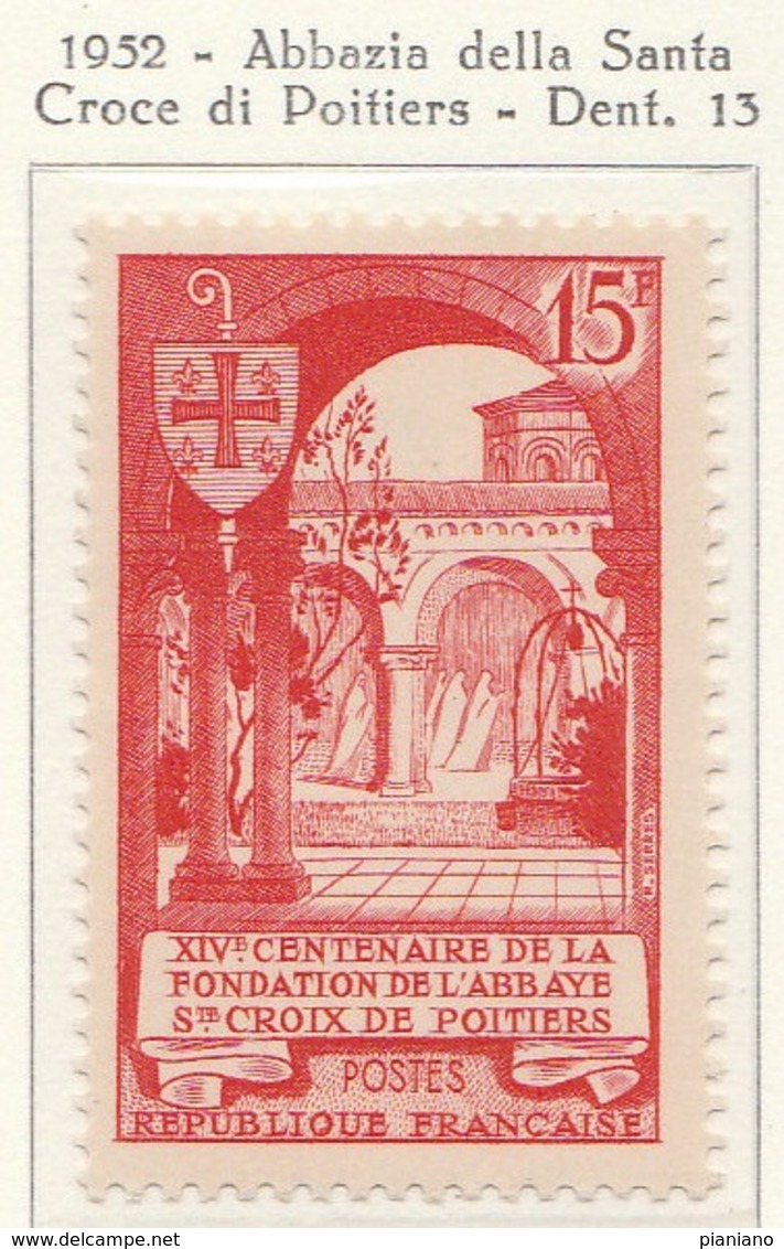 PIA  - FRAN : 1952 : Abbazia Di Santa Croce  Di Poitiers  - (Yv 926) - Abadías Y Monasterios