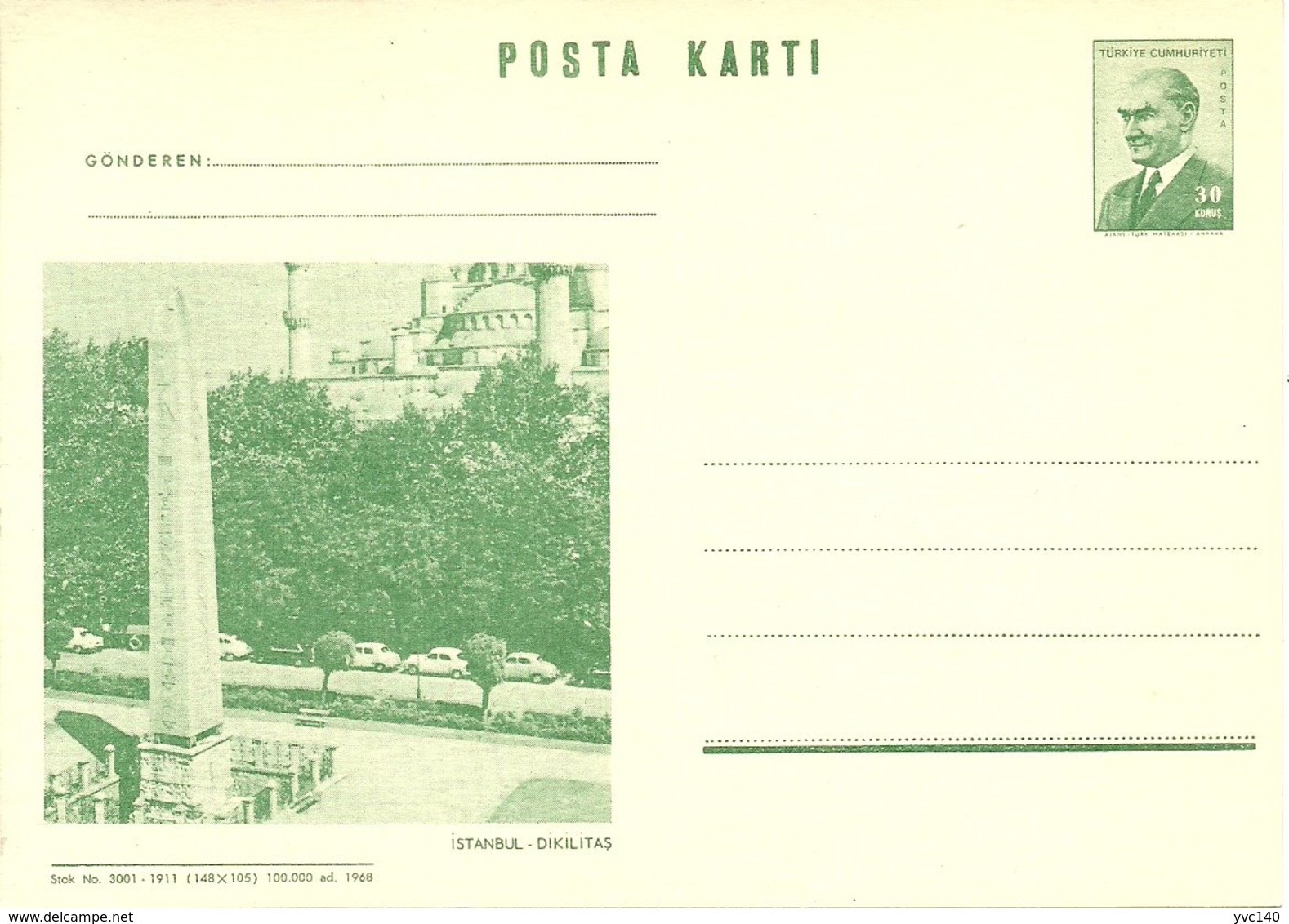 Turkey; 1968 Postal Stationery Isfila AN 216 - Enteros Postales