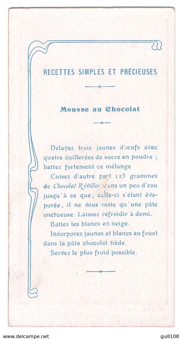 Chromo Chocolat Révillon Régionalisme Allevard Les Bains Hugo D' Alesi Isère Recette Mousse Au Verso Montagne A15-146 - Revillon